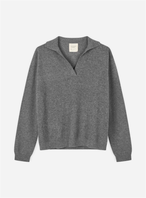 PEOPLES REPUBLIC OF CASHMERE OVERSIZED COLLAR V-NECK HEATHER GREY